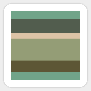 An exquisite patchwork of Soldier Green, Dark Vanilla, Grey/Green, Greyish Teal and Ebony stripes. Sticker